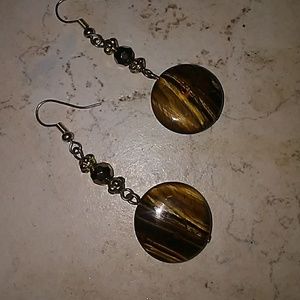 Genuine tiger's eye earrings